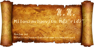 Miloszavlyevits Márió névjegykártya